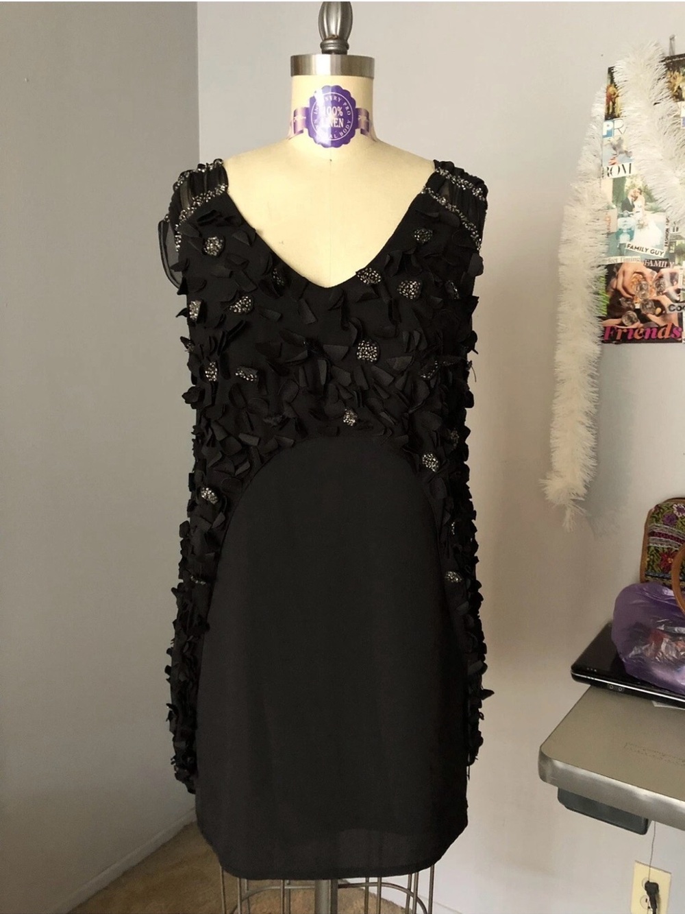 Roberto Cavalli Black Silk Embellished Mini Dress Elegant Small